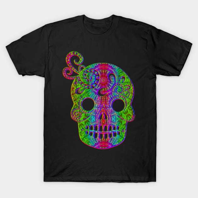 Rainbow candy skull T-Shirt by indusdreaming